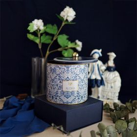 Evle ER146-3H Azulejos Aloha Desenli Yuvarlak Metal Saklama Kabı