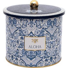 Evle ER146-3H Azulejos Aloha Desenli Yuvarlak Metal Saklama Kabı