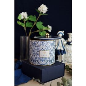 Evle ER146-3H Azulejos Aloha Desenli Yuvarlak Metal Saklama Kabı