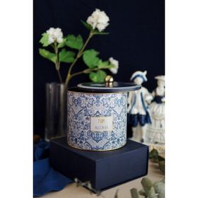 Evle ER146-3H Azulejos Aloha Desenli Yuvarlak Metal Saklama Kabı