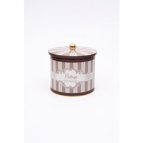 Evle ER146-6B Elegance Coffee Desenli Yuvarlak Metal Saklama Kabı