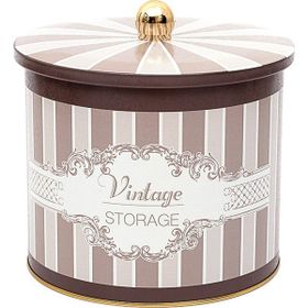 Evle ER146-6B Elegance Coffee Desenli Yuvarlak Metal Saklama Kabı