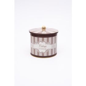 Evle ER146-6B Elegance Coffee Desenli Yuvarlak Metal Saklama Kabı