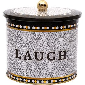 Evle ER146-9B Mosaic Laugh Desenli Yuvarlak Metal Saklama Kabı