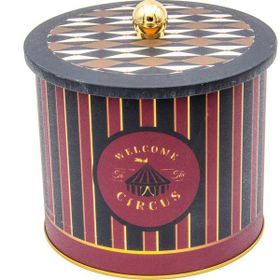 Evle ER146-9E Circus Black Desenli Yuvarlak Metal Saklama Kabı