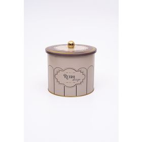 Evle ER146-U6 Retro Desenli Yuvarlak Metal Saklama Kabı