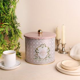 Evle ER146-U7 Rosy Desenli Yuvarlak Metal Saklama Kabı