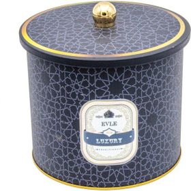 Evle ER146-V2 Trellis Desenli Yuvarlak Metal Saklama Kabı