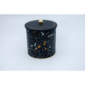 Evle ER147-1H Terrazzo Black Desenli Yuvarlak Metal Saklama Kabı