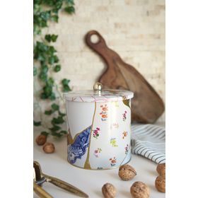 Evle ER147-3I Kint Sugi Rose Desenli Yuvarlak Metal Saklama Kabı