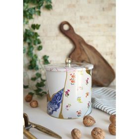 Evle ER147-3I Kint Sugi Rose Desenli Yuvarlak Metal Saklama Kabı
