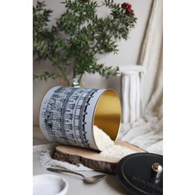 Evle ER147-4F City Bonjour Desenli Yuvarlak Metal Saklama Kabı