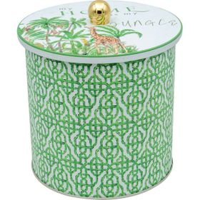 Evle ER147-4G Forrest Green Desenli Yuvarlak Metal Saklama Kabı