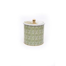 Evle ER147-4G Forrest Green Desenli Yuvarlak Metal Saklama Kabı