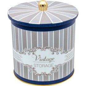 Evle ER147-5B Elegance Blue Desenli Yuvarlak Metal Saklama Kabı