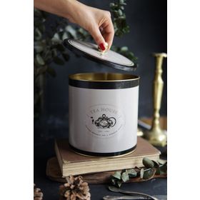 Evle ER147-8F Azura Tea Desenli Yuvarlak Metal Saklama Kabı