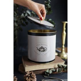 Evle ER147-8F Azura Tea Desenli Yuvarlak Metal Saklama Kabı