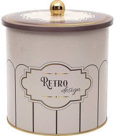 Evle ER147-U6 Retro Desenli Yuvarlak Metal Saklama Kabı