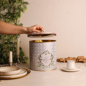 Evle ER147-U7 Rosy Desenli Yuvarlak Metal Saklama Kabı