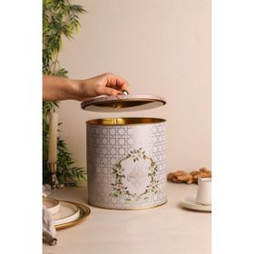 Evle ER147-U7 Rosy Desenli Yuvarlak Metal Saklama Kabı