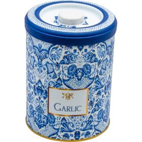 Evle ER188-1D Azulejos Garlics Desenli Yuvarlak Metal Saklama Kabı