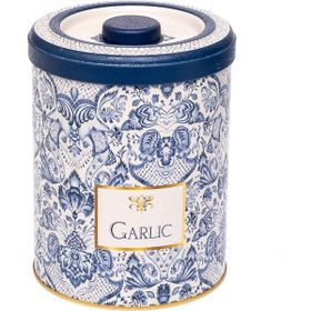 Evle ER188-1D Azulejos Garlics Desenli Yuvarlak Metal Saklama Kabı