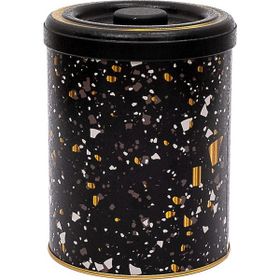 Evle ER188-1H Terrazzo Black Desenli Yuvarlak Metal Saklama Kabı
