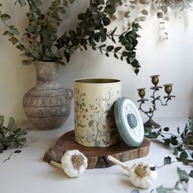 Evle ER188-2E Botanica Yellow Desenli Yuvarlak Metal Saklama Kabı