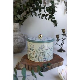 Evle ER188-2E Botanica Yellow Desenli Yuvarlak Metal Saklama Kabı