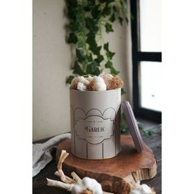 Evle ER188-2M Retro Garlic Desenli Yuvarlak Metal Saklama Kabı