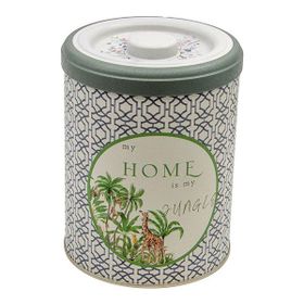 Evle ER188-2N Forrest Grey Home Desenli Yuvarlak Metal Saklama Kabı