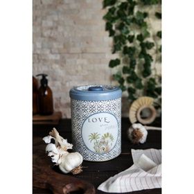 Evle ER188-2N Forrest Grey Home Desenli Yuvarlak Metal Saklama Kabı