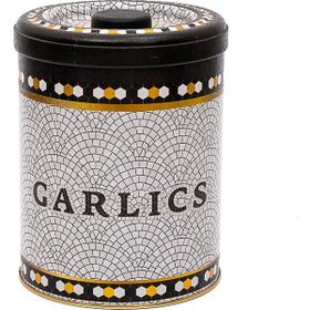 Evle ER188-3C Mosaic Garlics Desenli Yuvarlak Metal Saklama Kabı