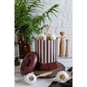 Evle ER188-7C Circus Garlics Desenli Yuvarlak Metal Saklama Kabı