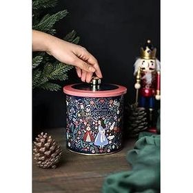 Evle ER188-9A Tales Alices Desenli Yuvarlak Metal 14x15 cm Saklama Kabı