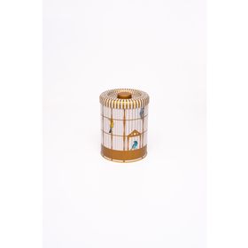 Evle ER188-T7 Bird Cage Desenli Yuvarlak Metal Saklama Kabı