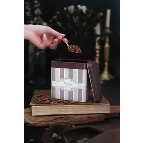 Evle ER205-7A Elegance 8x12 cm Coffee Desenli Kare Metal Saklama Kabı