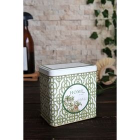 Evle ER205-8I Forrest Green Home Desenli Kare Metal Saklama Kabı