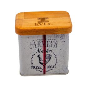 Evle ER212-6O Country Farmers Desenli Oval Metal Saklama Kabı