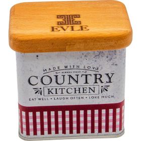Evle ER212-7O Country Kitchen Desenli Oval Metal Saklama Kabı