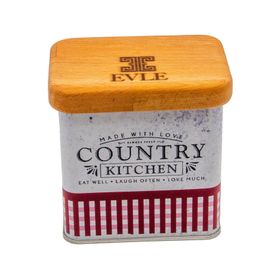 Evle ER212-7O Country Kitchen Desenli Oval Metal Saklama Kabı