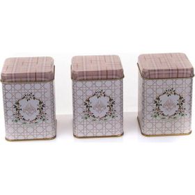 Evle ERB24U7 Rosy Kare Metal 3'lü Set Saklama Kabı