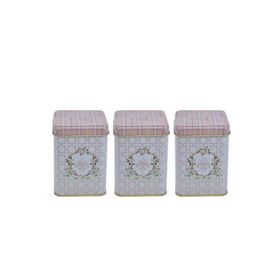 Evle ERB24U7 Rosy Kare Metal 3'lü Set Saklama Kabı
