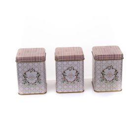 Evle ERB24U7 Rosy Kare Metal 3'lü Set Saklama Kabı