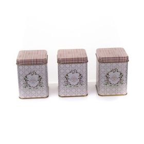 Evle ERB24U7 Rosy Kare Metal 3'lü Set Saklama Kabı