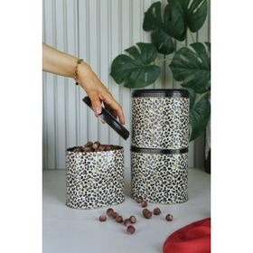 Evle Terrazo ERB07U4 3'lü Oval Metal Saklama Kabı Seti
