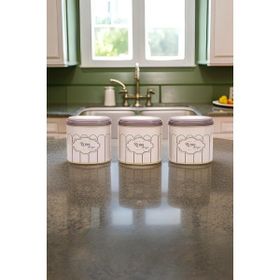 Evle Terrazo ERB07U4 3'lü Oval Metal Saklama Kabı Seti