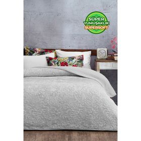 Evlen Home Collection Embos Baskılı Pamela Kalın Çift Kişilik Gri 230x240 cm Battaniye