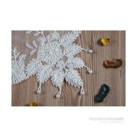 Evlen Home Collection Firuze Kordonlu Boncuklu Krem 40x220 cm Runner
