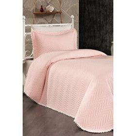 Evlen Home Collection Kapitone Ponponlu Pudra Tek Kişilik Yatak Örtüsü